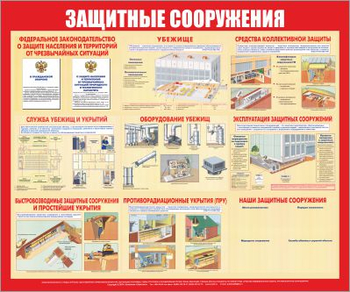 С58 защитные сооружения (1200х1000 мм, пластик ПВХ 3 мм, алюминиевый багет серебреного цвета) - Стенды - Стенды по гражданской обороне и чрезвычайным ситуациям - Магазин охраны труда и техники безопасности stroiplakat.ru